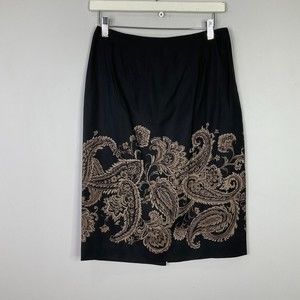 Vintage Talbots Collection Women Skirt Size 6 Black Silk Wool Blend Lined